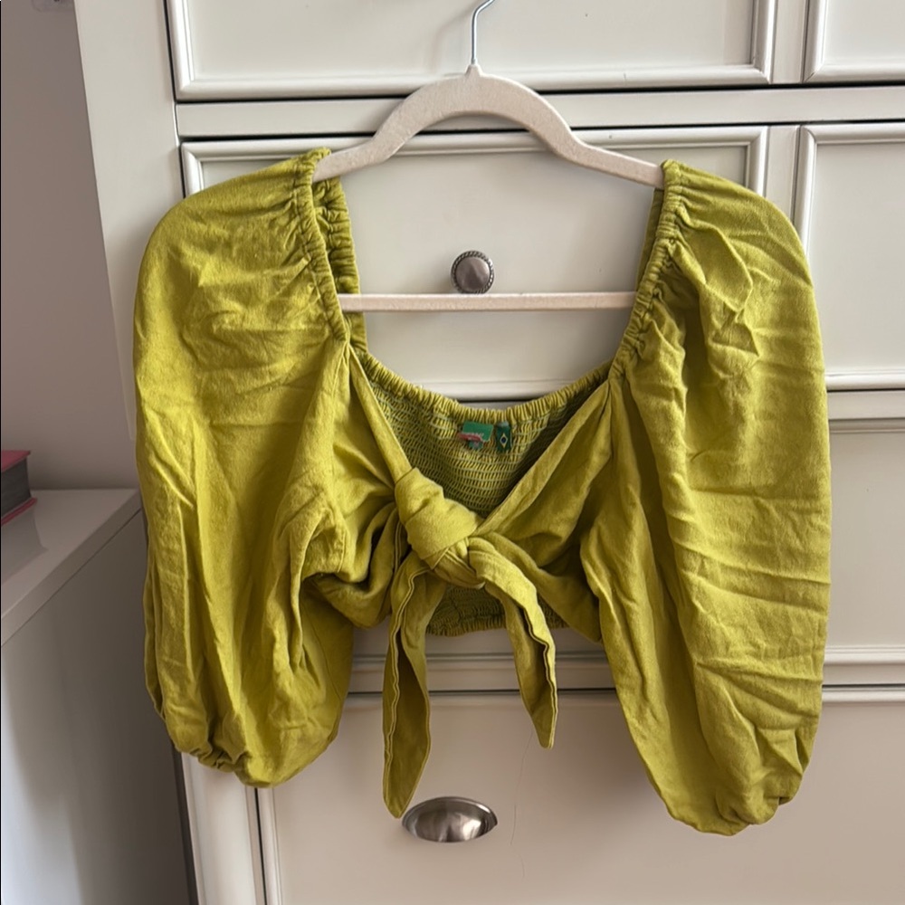 Farm Rio Green Tie-Front Top